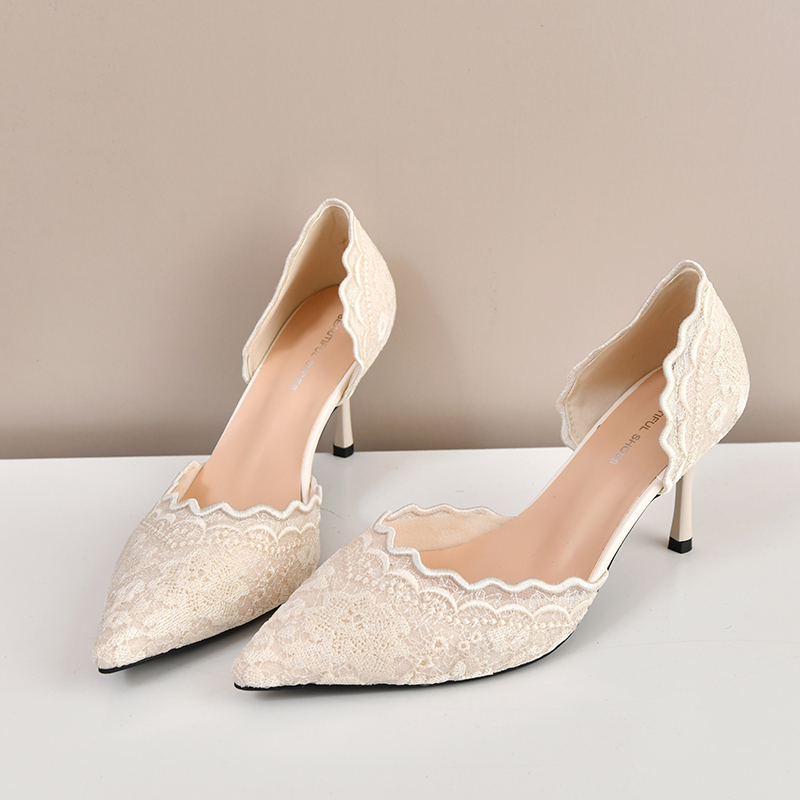 Women Shoes Size - Lace Pointed Toe High Heels Women